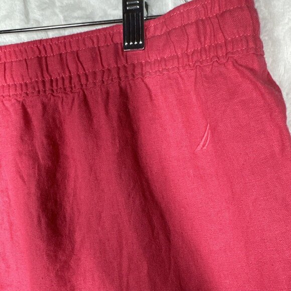 Nautica Linen Viscose Pull On Casual Shorts Pink Drawstring Pockets ~ Size XXL - Picture 5 of 12